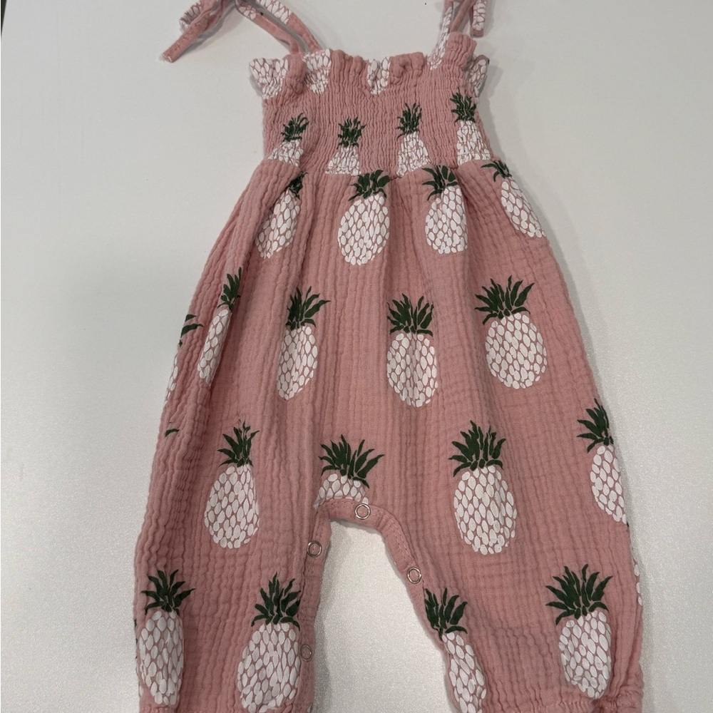 Pink Pineapple Print Kids Jumpsuit - Picture 1 of 2
